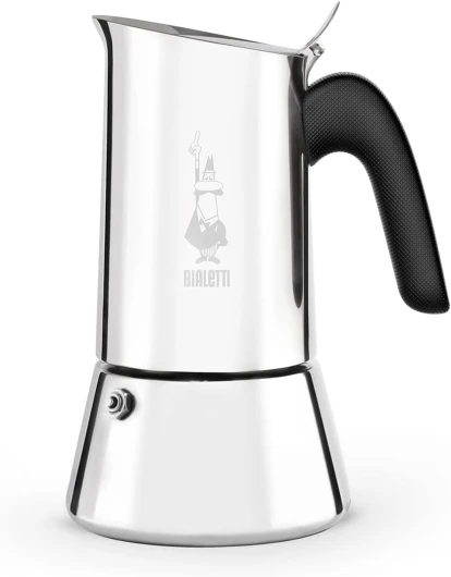 Nouvelle machine à expresso italienne Venus Induction en acier inoxydable, adaptée à tous les types d'assiettes, 4 tasses à café (170 ml), argentée, Argent 4 tasses New Venus