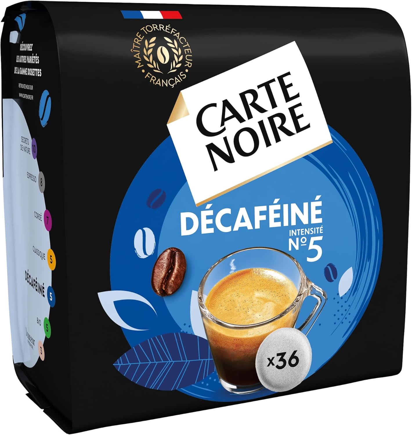 Café en Dosettes Souples Décaféiné N°5 - 10 Paquets de 36 Dosettes – Compatibles Senseo (360 dosettes)