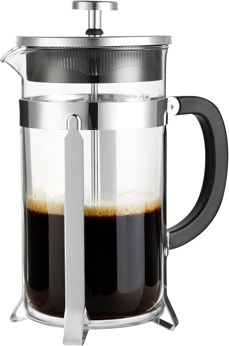French Press - Cafetière à Piston, Percolateur à Café en Verre Borosilicate Résistant à la Chaleur, Plage de Température -20°C à 130°C, Idéal pour Maison, Bureau, Café ou Salon (1L)