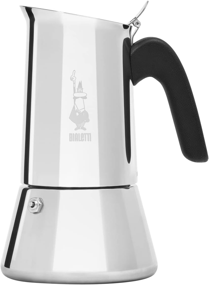 New Venus Induction, Cafetière Expresso en Inox, Adaptée à Tous Les Types de Plaques de Cuisson, 10 Tasses (460 Ml), Aluminium, Argenté 10 tasses New Venus
