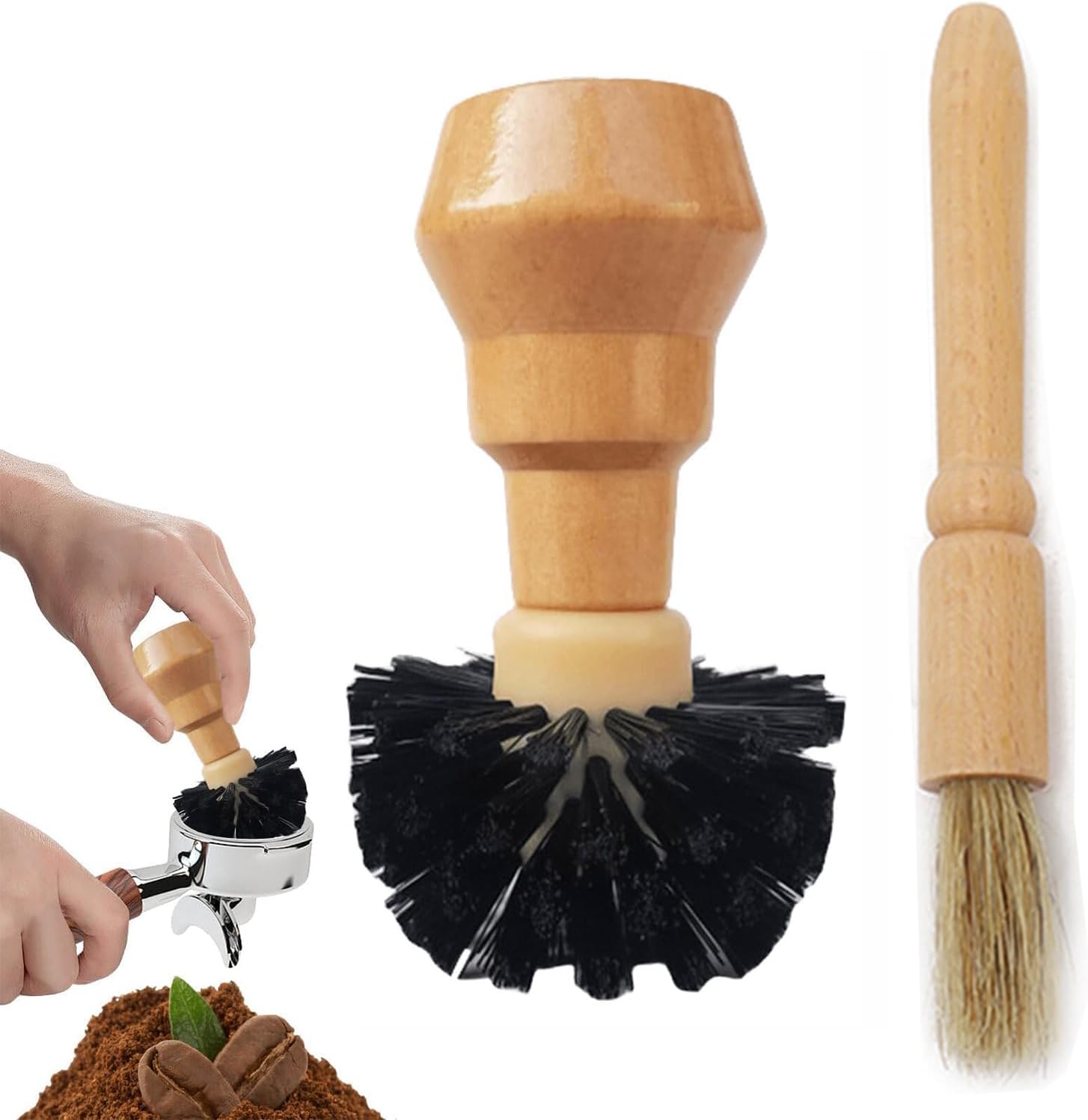 Lot De 2 Barista Brosse de Nettoyage, Brosse Porte-Filtre pour Machine à Expresso, Pinceaux Machine à Expresso, Nettoyeur de Porte-Filtre à Café, pour Machines à Café Et Moulin