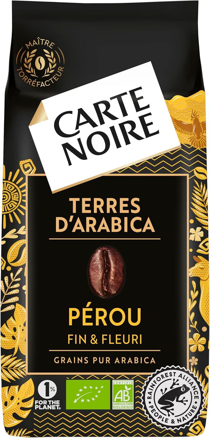 Café Grain "Sélection Pérou" - Bio 100 % Arabica - Paquet de 500 g - Fabriqué en France 500 g (Lot de 1) Unique