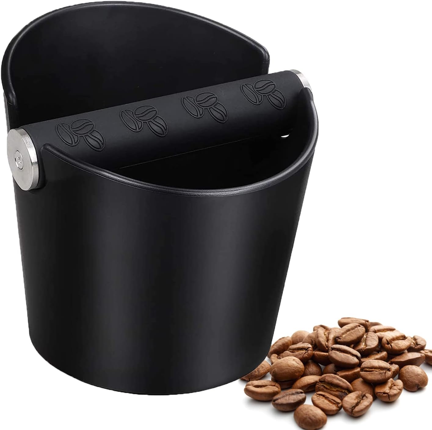 Coffee Knock Box, Knock Box Café Boîte Bac Marc a Cafe Pot Marc de Café Coffee Knock Box Barista Accessoire avec Barre de Frappe Amovible en Métal et Base Antidérapante noir