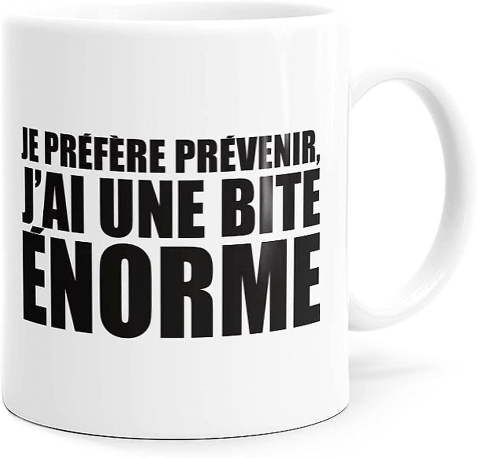 Mug Humour Bite Enorme Tasse Message drôle Coquin - Idée Cadeau Original pour Amis Couple Collègue Frère Pote Homme Amoureux pour Anniversaire Noël - Dino Mugs le Sourire dès le Réveil.
