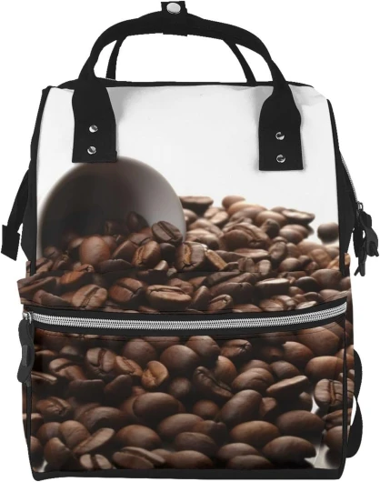 QGGHNISD Sac à dos d'été en forme d'étoile de mer et coquillages, grande capacité, imperméable, multifonctionnel, avec plusieurs poches, sac à dos de voyage Grains de Café - Taille unique