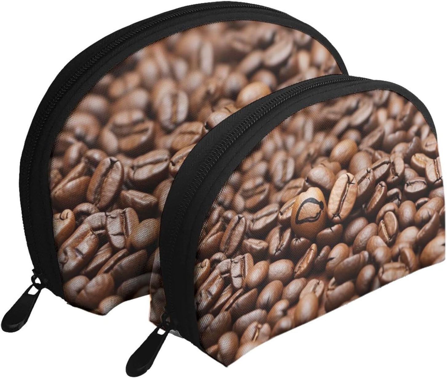 Lot de 2 trousses de maquillage en forme de coquillage avec drapeau du 4 juillet - Organiseur de voyage élégant pour beauté et cadeaux pour femmes et filles, Grains de café torréfiés, Taille unique Taille unique Grains de Café Torréfiés