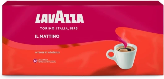 Il Mattino, Café Moulu, Idéal pour la Machine Filtre ou Manuelle, avec Notes Aromatiques de Fruits Secs, pour un Espresso au Goût Intense et Velouté, Robusta, Intensité 10/10, 4x250g noix 1 unité (Lot de 4)