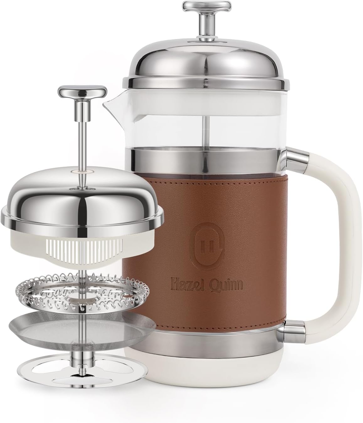 Cafetière À Piston, Verre Borosilicaté, Acier Inoxydable 304, Sans BPA, Facile À Nettoyer, Filtration Précise Pour Café Et Thé, 450 Millilitres, 1-2 Tasses