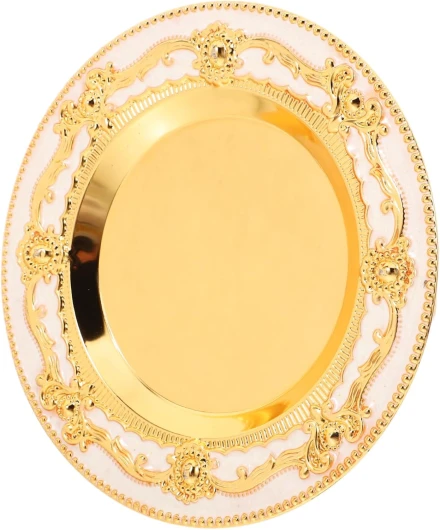 HEALLILY Plateau Décoratif Rond or Vintage Pour Rangement De Bijoux Tasses à Café Et Accessoires De Maison Petite Élégante Pour Tables Et Vanités