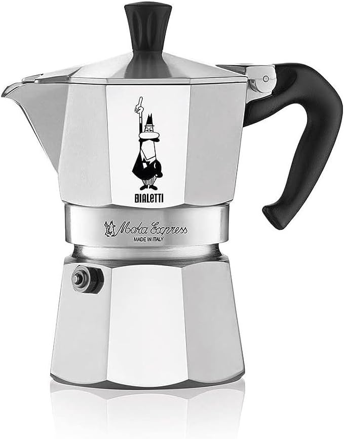 Moka Express: La Cafetière Expresso Iconique, Le Vrai Café Italien, Cafetière Moka 4 Tasses (190 Ml), Aluminium, Argenté