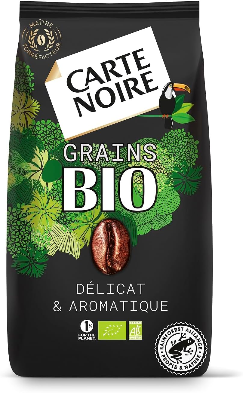 Café Grain Bio - 100 % Arabica - Origine Amérique Latine - Paquet de 1 kg - Fabriqué en France 1 unité (Lot de 1) Délicat & Aromatique