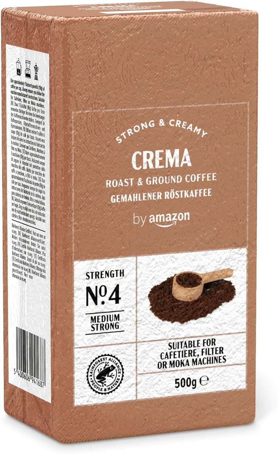 Café moulu crème expresso, torréfaction légère, granulés, 500 g – Certification Rainforest Alliance Espresso Crema 500 g (Lot de 1)