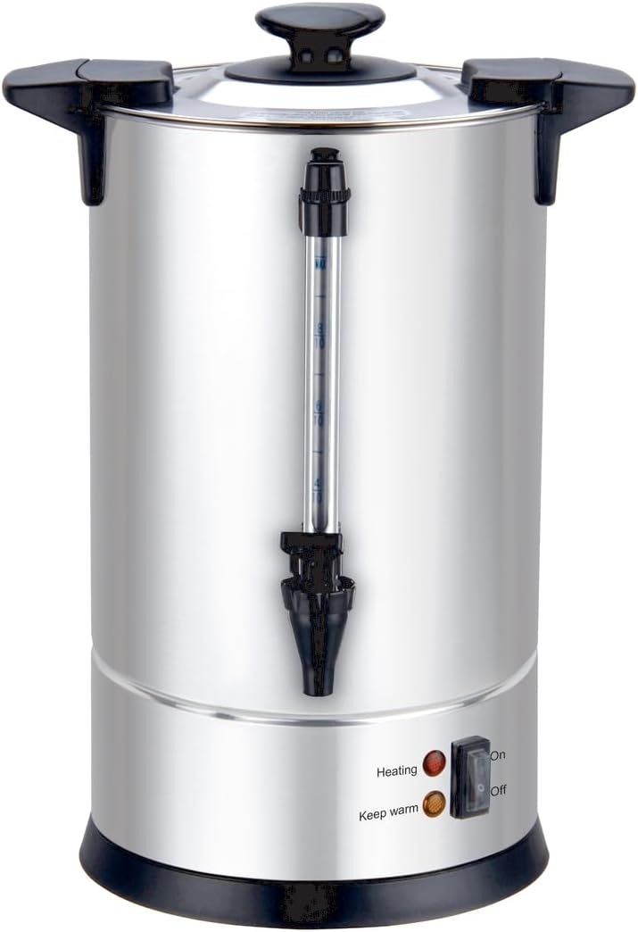 Percolateur à café professionnel - Capacité 6,3 L - 50 tasses - INOX - Filtre en inox - Robinet anti-gouttes
