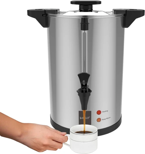 Commercial Percolateur Professionnel à Café 55-tasse 8L acier inoxydable percolateur cafe urne à café pour maison, fête, bureau, mariage 8L Argent