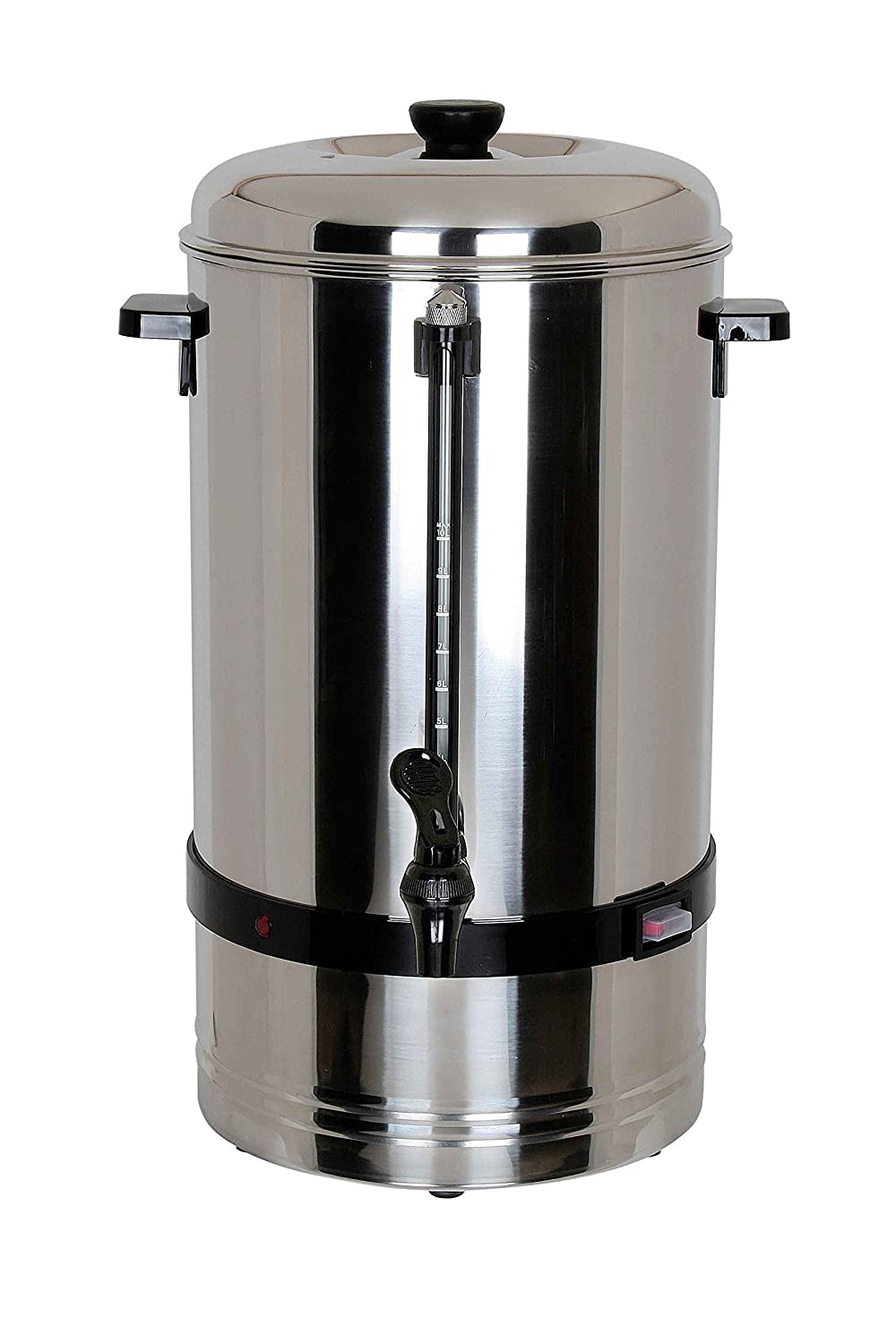 Percolateur 10 Litres - Machine à Café à Filtre Permanent Inox + Thermos Café Inox - Robinet Anti-Gouttes - Indicateur de Niveau - 70 Tasses - Ø265 mm x H.540 mm