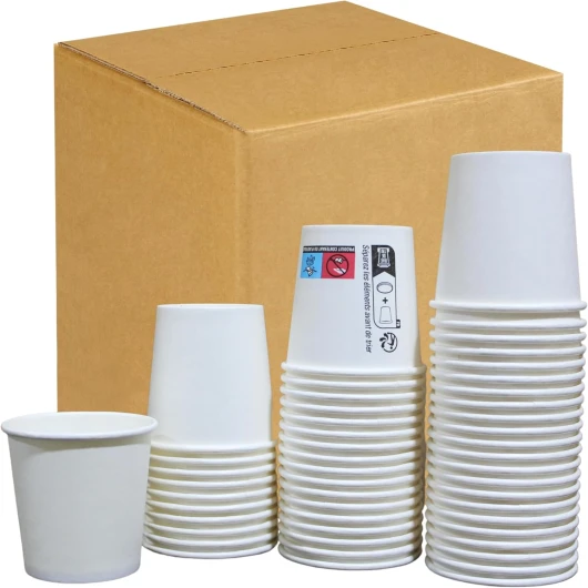 Very Wood Compagny [900 pcs] Gobelets jetables en carton 120ml, Tasses/Verres jetables 4 oz pour Café et Espresso, Gobelet de haute qualité et très résistant à toutes les boissons chaudes