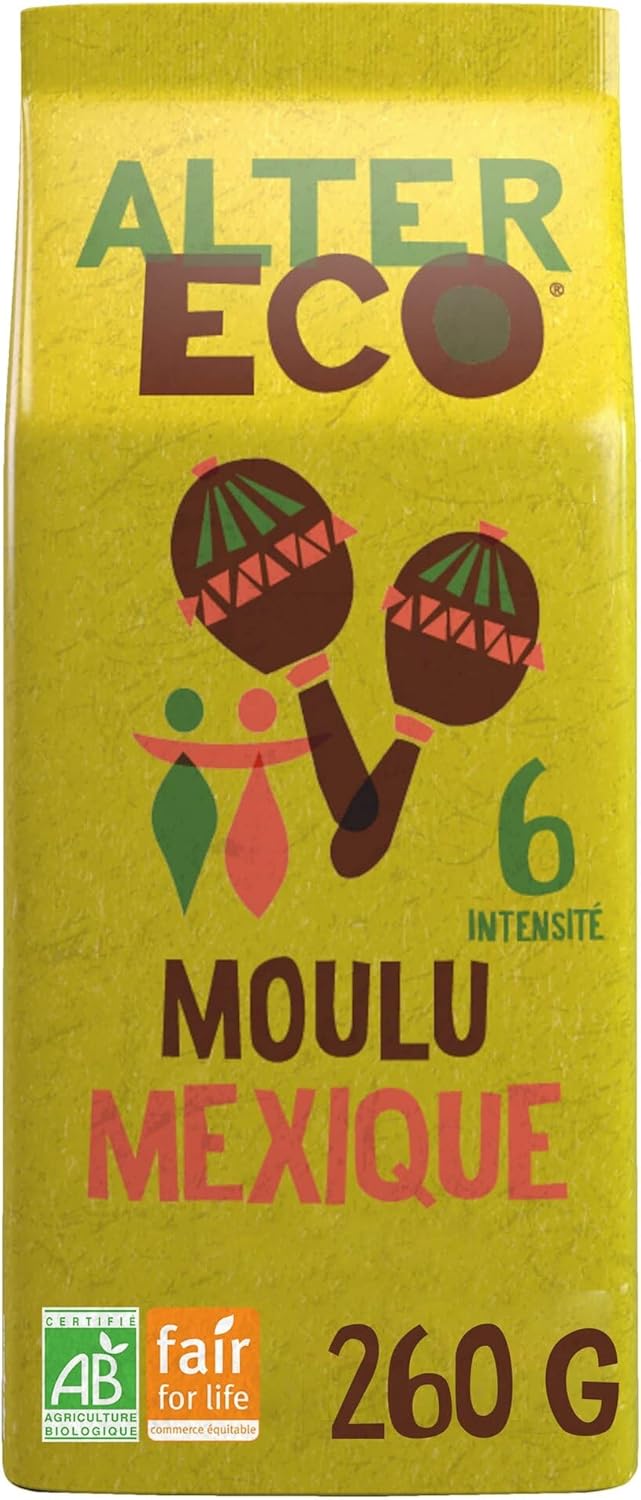 Café Moulu Mexique - Café Arabica Bio - Issu du Commerce Équitable - Intensité 6 - 260 g Mexique - Intensité 6