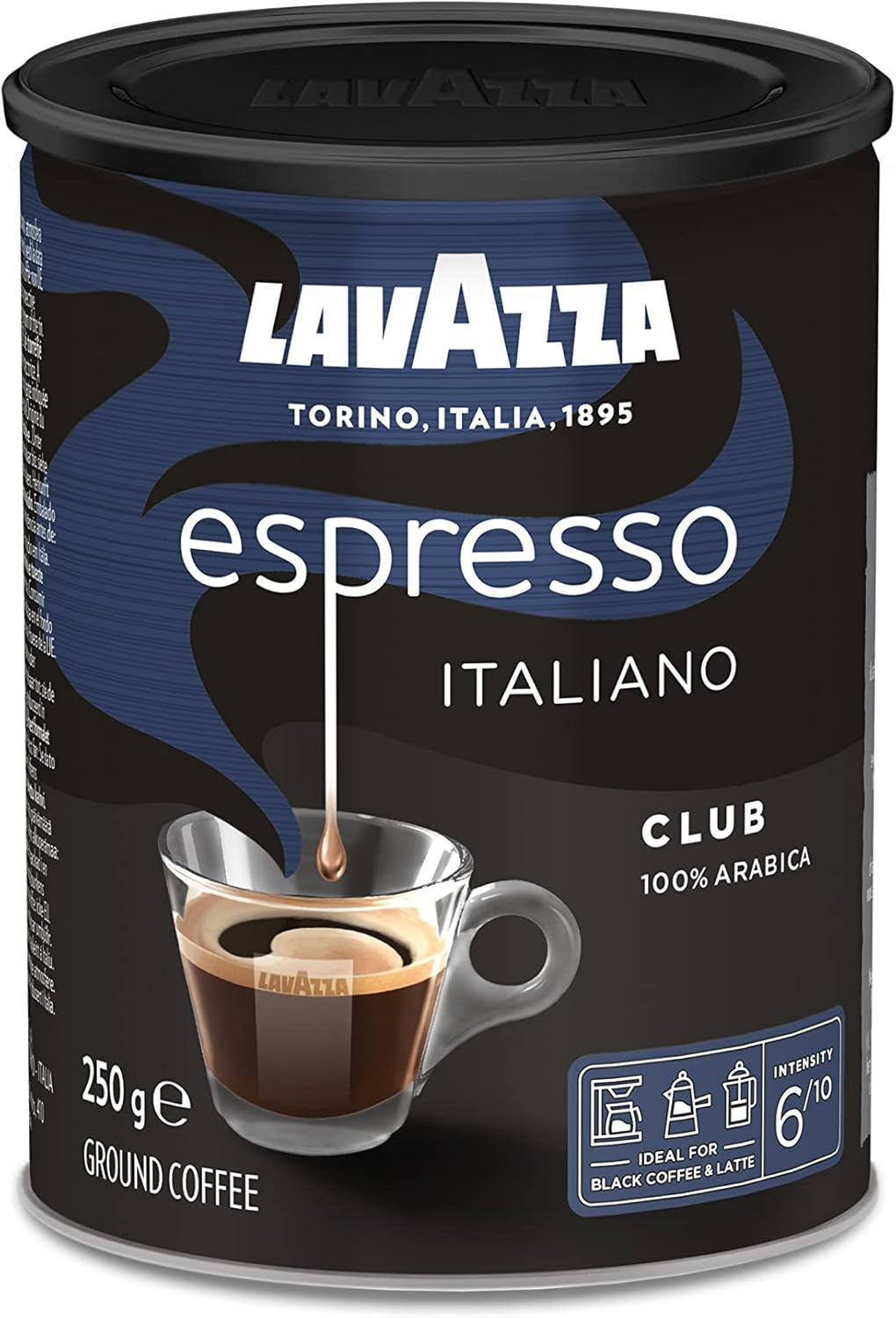 Café Moulu Espresso Club - Café italien - 100 % Arabica - Équilibré & Aromatique - Intensité 6 - Boîte Métal de 250 g Boîte Club 250 g (Lot de 1)