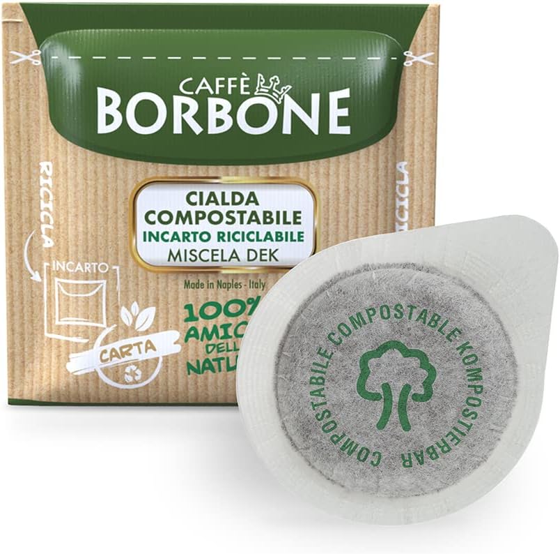 Dosette Compostable, Emballage Recyclable, Mélange de Café Décaféiné Dek - 100 Dosettes de Café - Système ESE 100 Dosettes de Café Mélange Décaféiné Dek