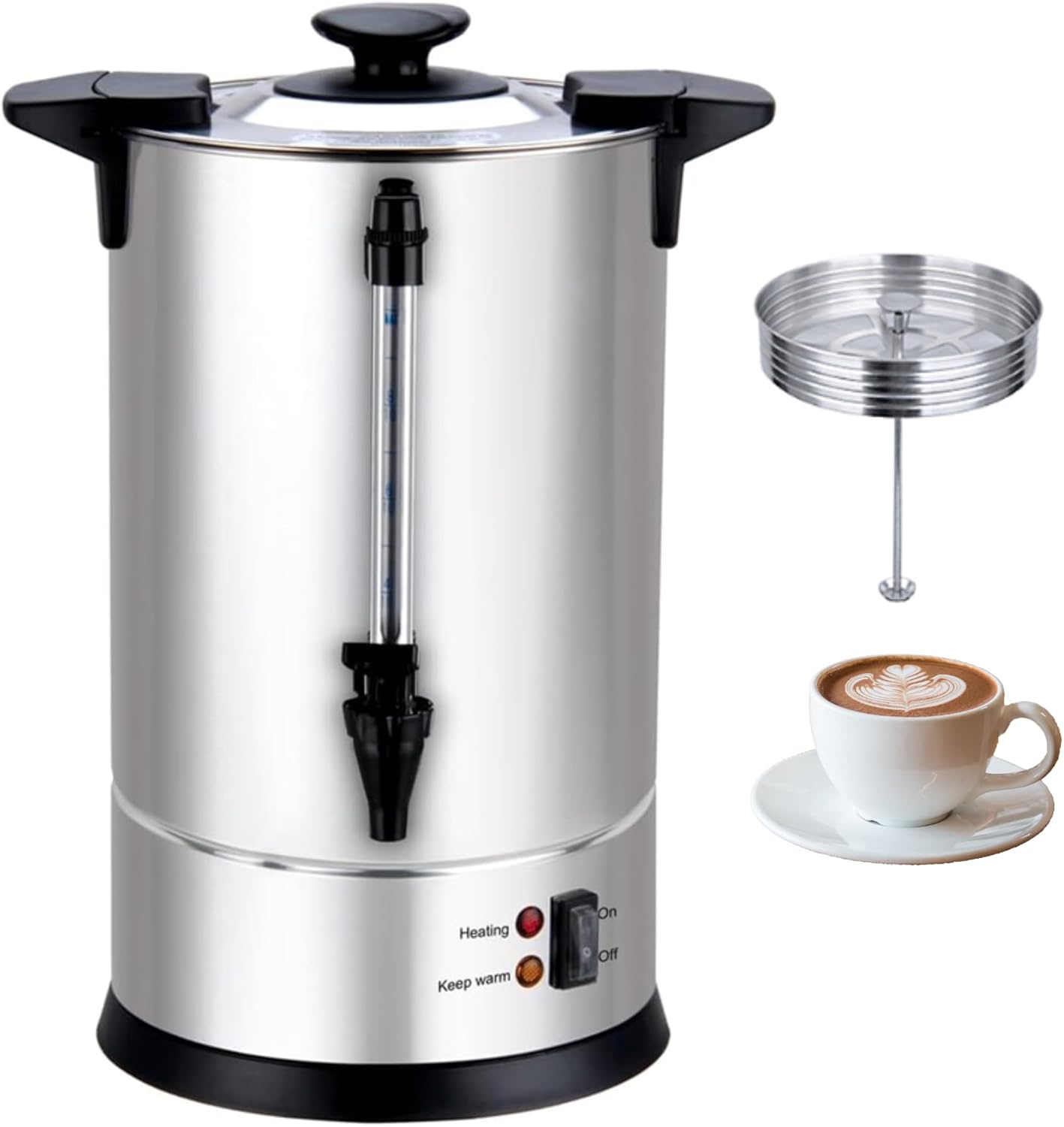 Percolateur à Café Professionnel 6L - 40 Tasses - Double Paroi - Isolation Thermique - Robinet Anti-Goutte - 950W