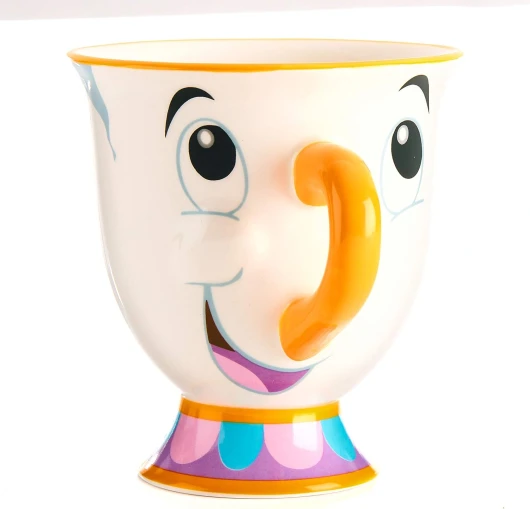 Tasse Chip de Belle et la Bête - Marchandise Disney Peinte à la Main, Ajoutez à Votre Service de Thé ou Collection Cuisine Disney, White/Off White Puce