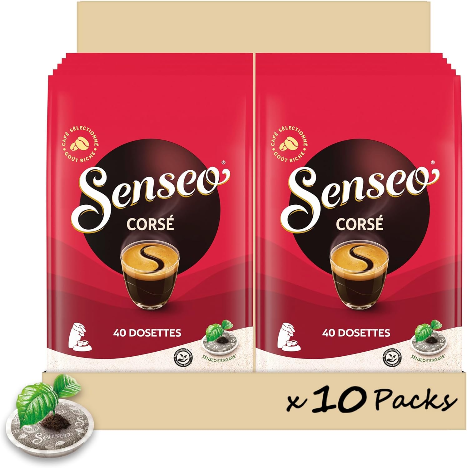 Senseo Corsé 40 dosettes 277g - Lot de 10 SENSEO Corsé 40 unité (Lot de 10)