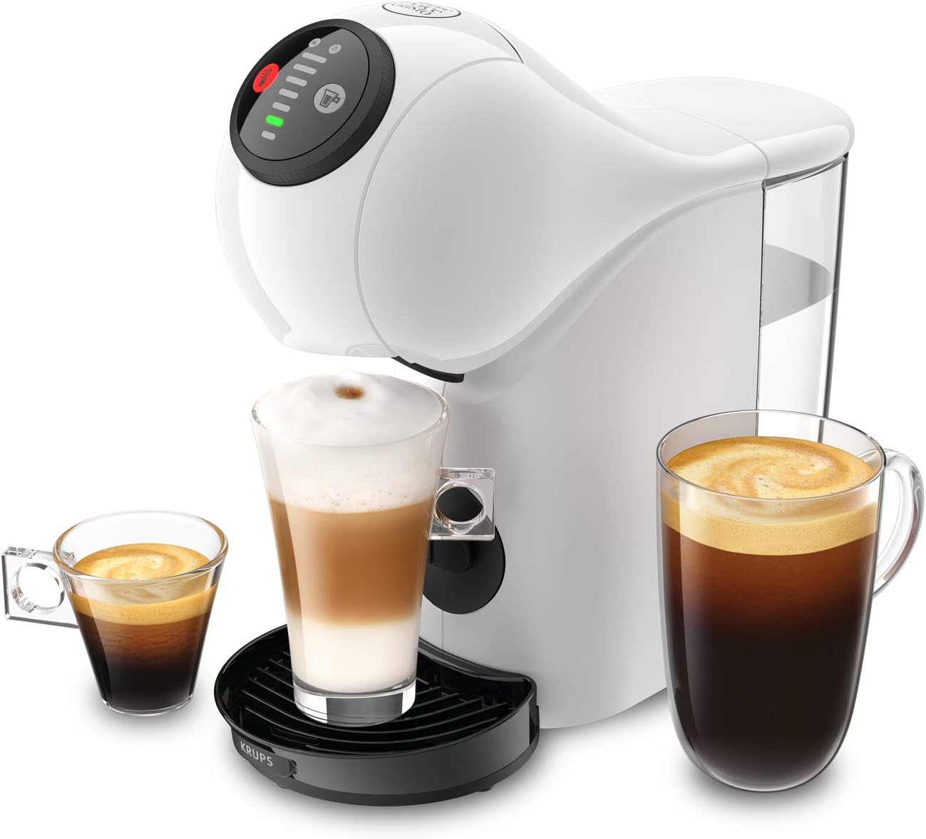 Nescafé Dolce Gusto Krups, Machine à café dosettes pour multi-boissons, Compacte, Fonction XL, Cafetière espresso, Arrêt automatique, Genio S KP243110 Blanche