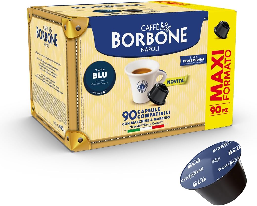 Mélange Bleu - 90 capsules - Compatibles avec les Machines à café de la marque Nescafè Dolce Gusto Capsules de Cafè Mélange Bleu