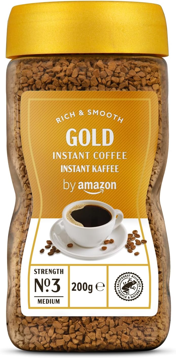 Cafè instantané Gold, torréfaction moyennement poussée, 200g, lot de 1 - Certifié Rainforest Alliance Cafè 200 g (Lot de 1)