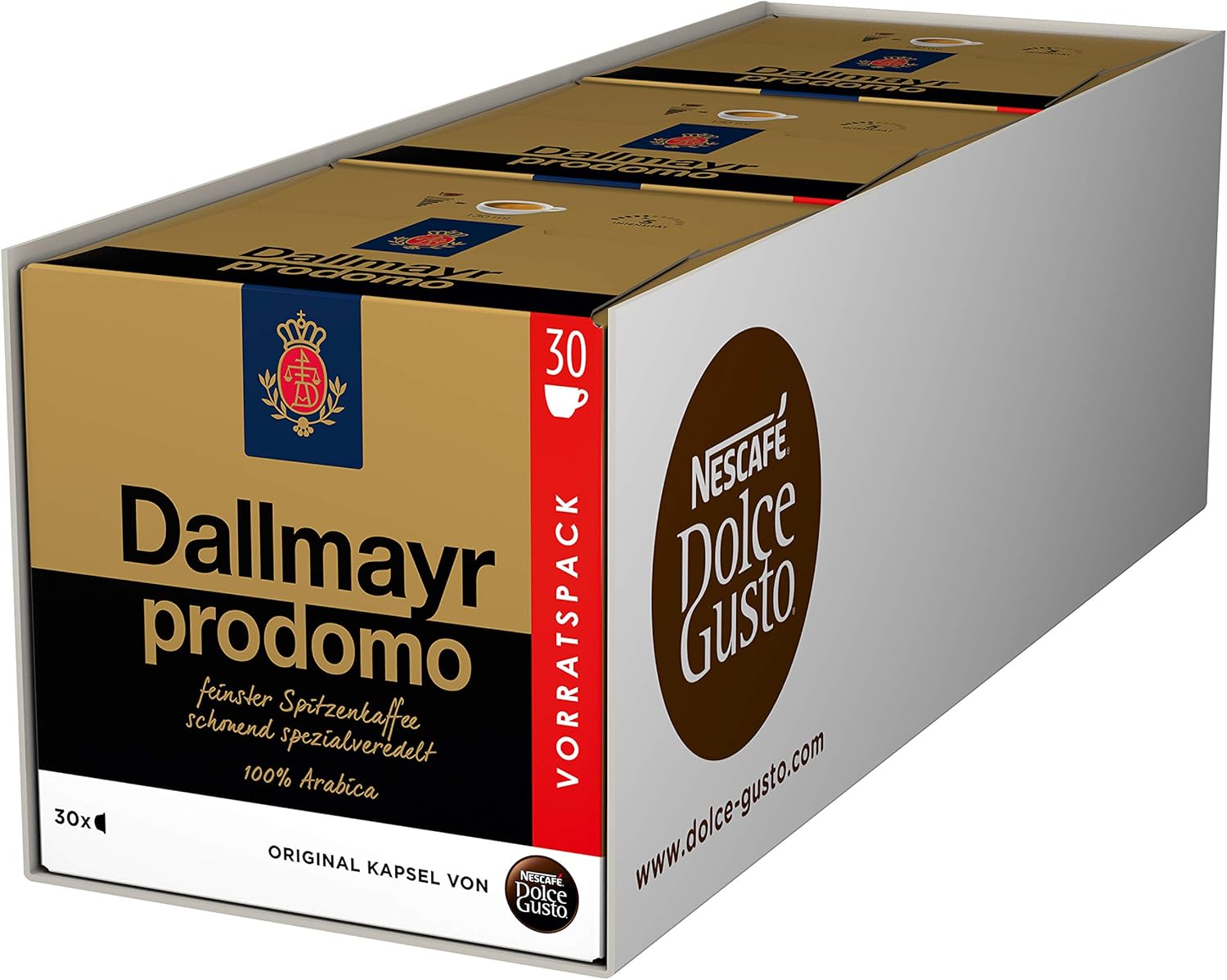 NESCAFÉ DOLCE GUSTO DALLMAYR prodomo Lot de 3 boîtes de 30 capsules de café