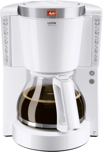 Cafetière à Filtre avec Verseuse en Verre, Fonction Maintien au Chaud, Sélecteur d’Arôme, Look Selection, Blanc/Acier Brossé, 1011-03 Blanc/Acier Brossé Unique