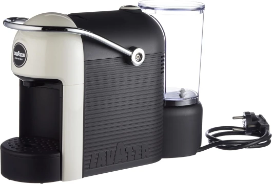 A Modo Mio Jolie Machine à café avec 64 capsules crème et goût incluses, silencieuse, avec tasse amovible, arrêt automatique, composants lavables, blanc Blanc Moderne