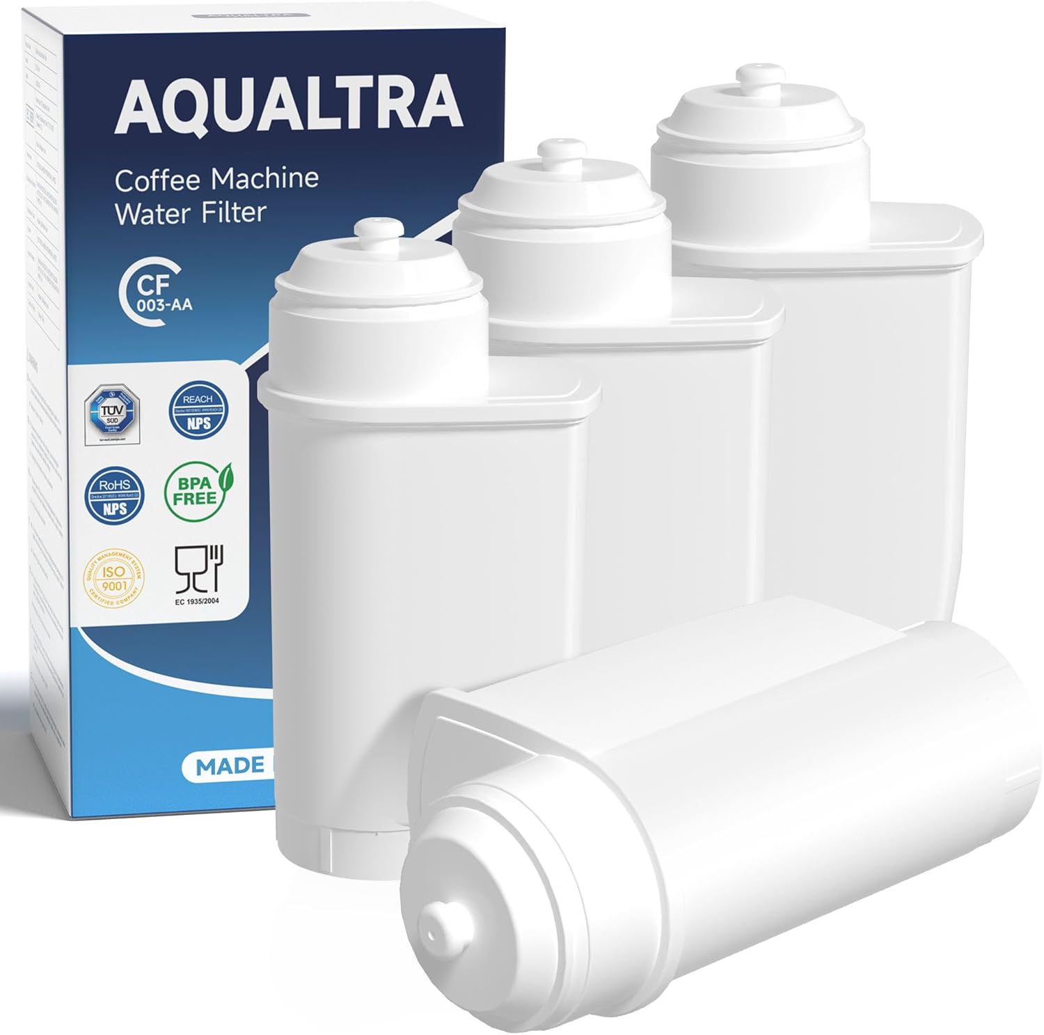 Filtre à Eau pour Café Compatible avec pour EQ Series, EQ3, EQ6, EQ9, EQ500, S700, Intenza 575491, TCZ7003, TCZ7033, TZ70003 (4 Pièces)