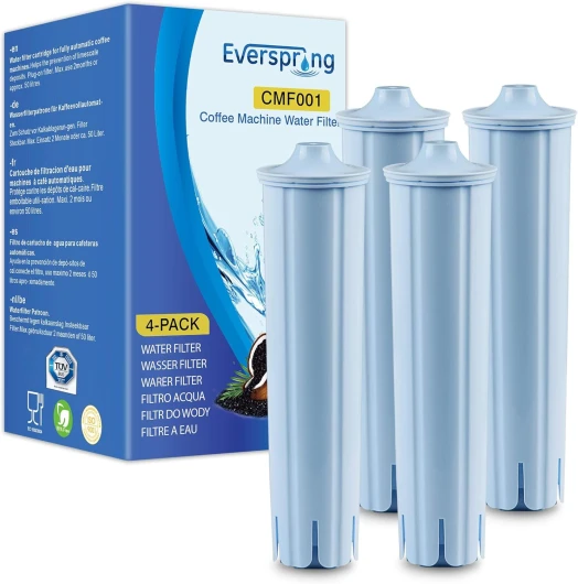 EVERSPRING Filtre à eau pour machine à café Compatible Avec IMPRESSA/ENA/GIGA/Jura 71312 Blue/71311/67007, 4 pièces