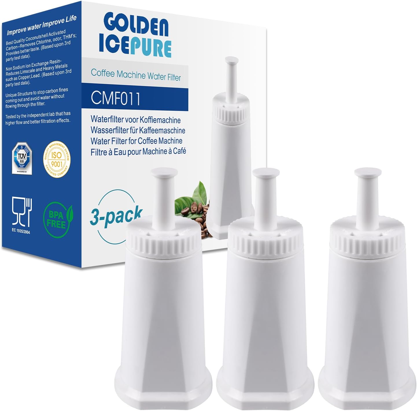 GOLDEN ICEPURE Filtre à eau pour machine à café Compatible Avec Barista SES008, SES810, SES880, SES920, SES980, SES990 machines à café, certifié NSF, 3 pièces - 3 Unité (Lot de 1)