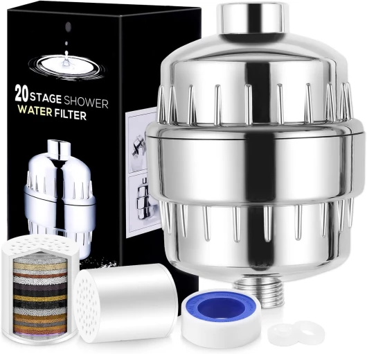 Filtre de douche Laicky à 20 étapes, filtre à eau dure, peau et cheveux plus sains, élimine le chlore, les métaux lourds et autres sédiments, adoucisseur d'eau à la vitamine C