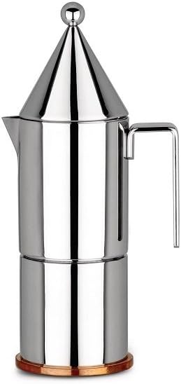 90002/3 la Conica Cafetière Espresso en Acier Inoxydable 18/10 avec Fond en Cuivre, 3 Tasses, Poli, Argenté