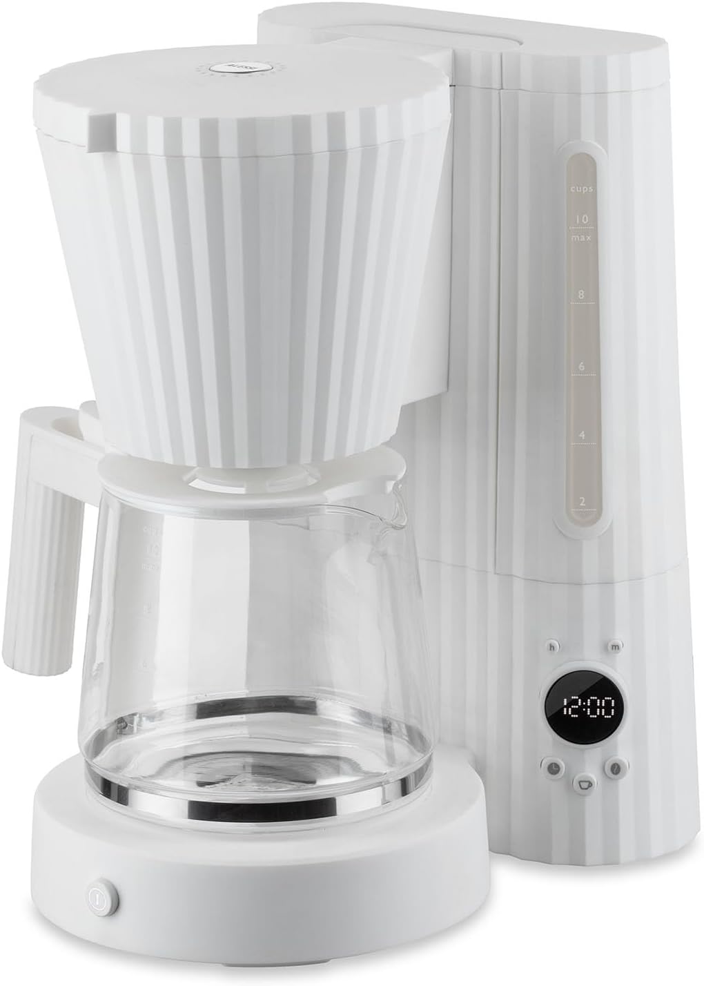 Plissé MDL14 W - Machine à Café Filtre Design, Fonction Mise en Marche Automatique, en Résine Thermoplastique, Fiche Européenne 1100 W, 150 cl, Blanc