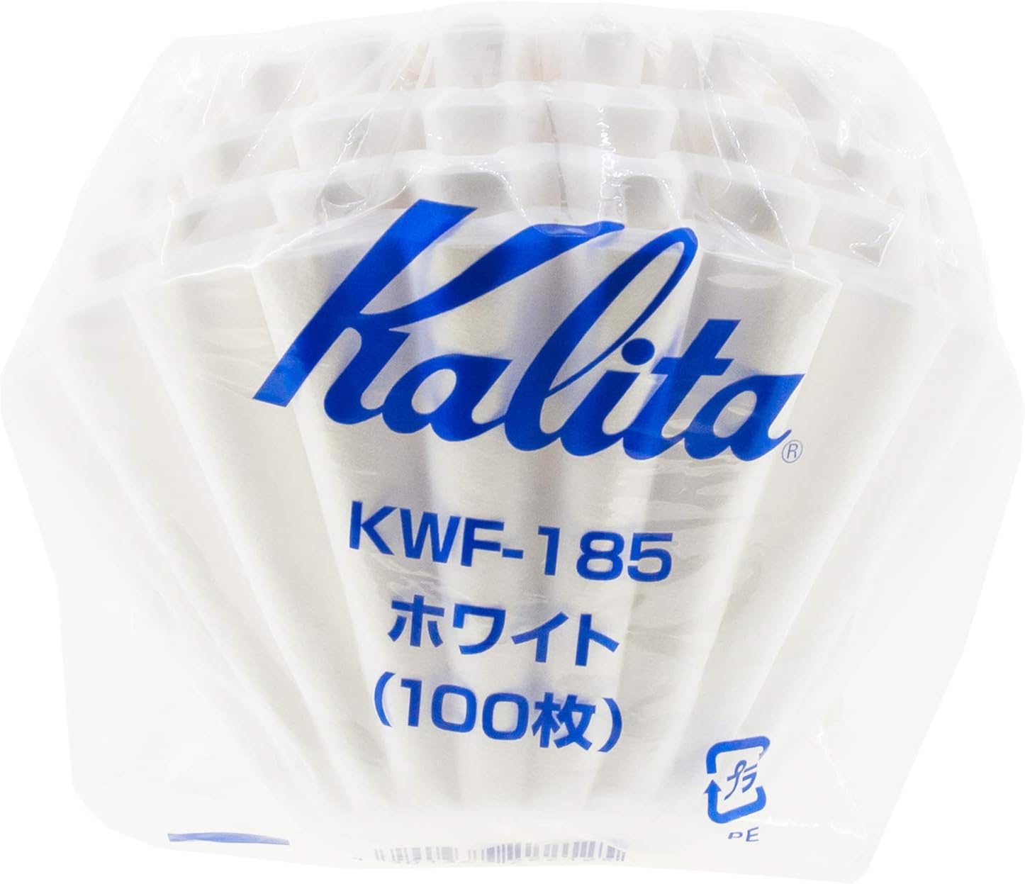 Kalita Lot de 100 filtres à café en papier ondulé - Grande taille - 185 - Fabriqués au Japon - Blanc
