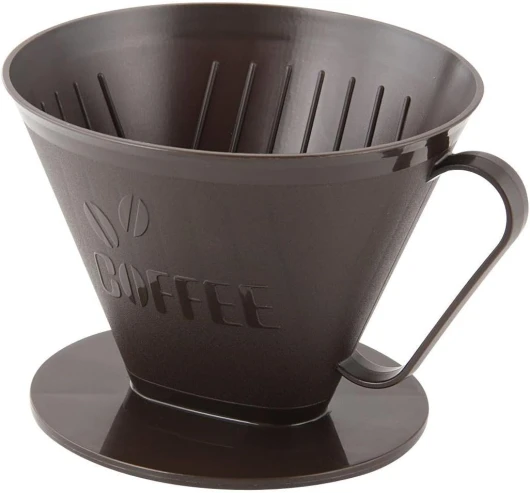 42272 Support de filtre à café, support pour filtre à café de taille 4, porte filtre à café, porte filtres n°4, Plastique, Brun, 10,5 x 13 cm.