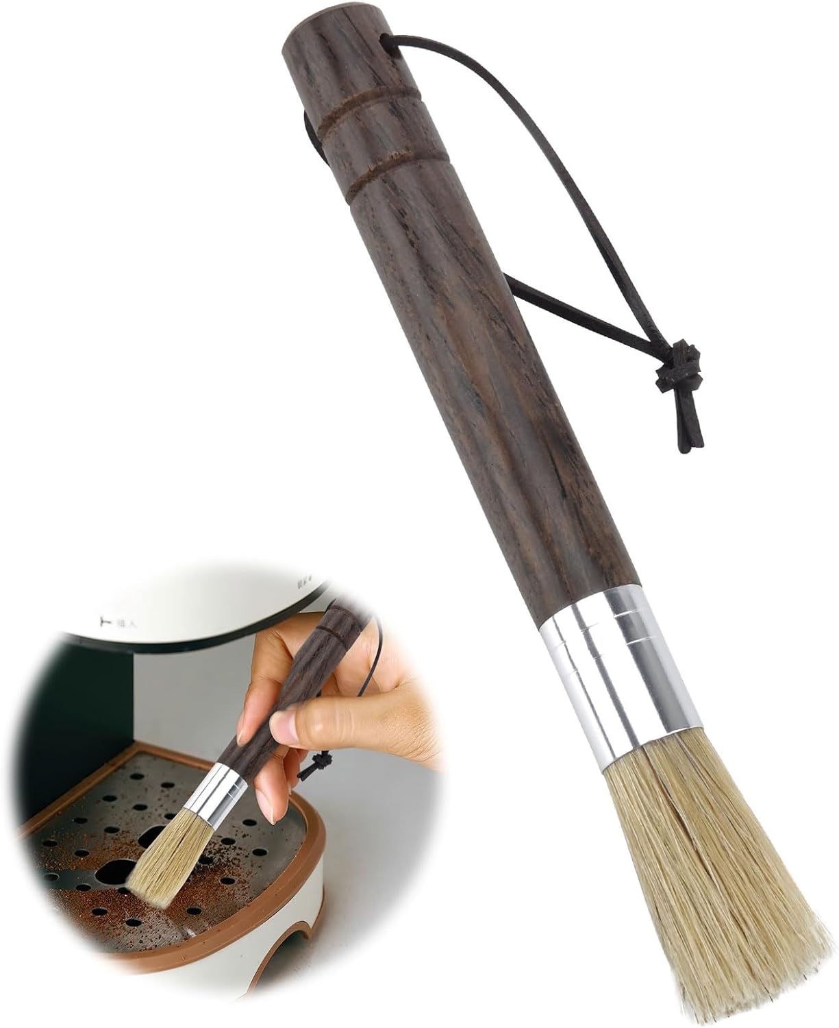 Brosse à café, 17,5 cm, brosse de nettoyage Barista pour moulin à café, brosse à café pour moulin à café ou porte-filtre, accessoire pour barista cuisine à la maison