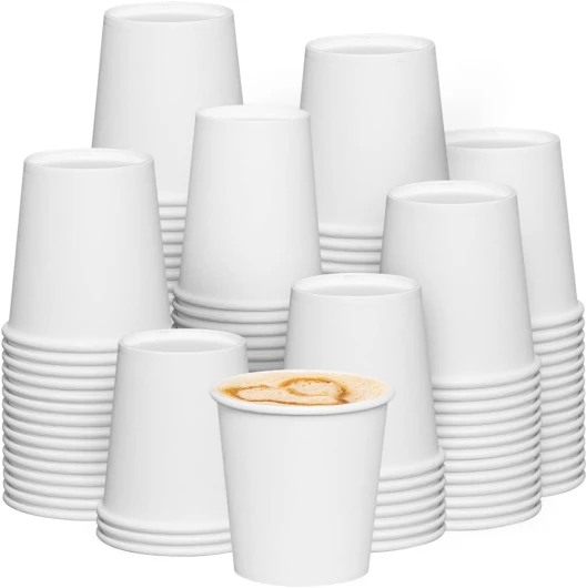 Comfy Package [300 pièces - 6 oz.] Tasses à café en papier blanc de 230gsm.. - Minimaliste