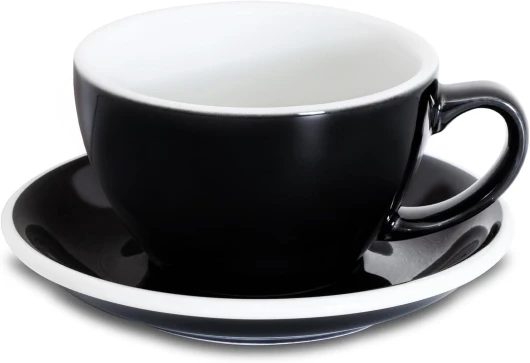 Loveramics Latte Art Tasse avec soucoupe, tasse à café en céramique de 283,5 g avec fond rond pour latte, cappuccino, thé, expresso, ensemble de tasses en grès à paroi épaisse pour barista – Couleurs 10OZ Noir