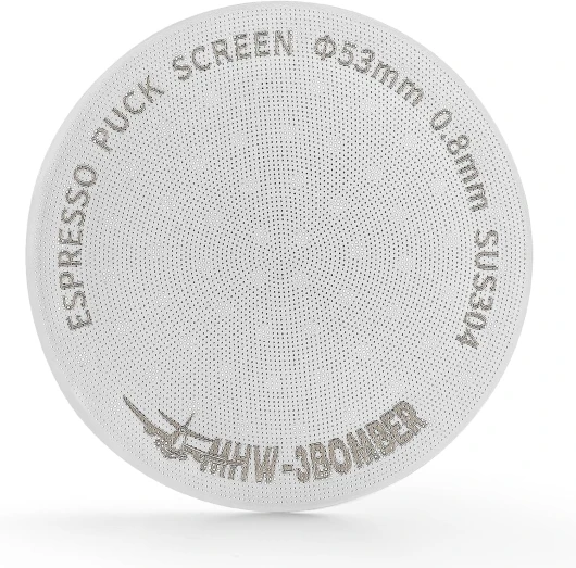 MHW-3BOMBER Écran à Puck 54mm, 0,8mm d'épaisseur, Filtre en acier inoxydable 180μm pour Porte-filtre Espresso 54mm, Accessoires Barista, Écran à Puck pour Espresso, Modèle FG5591M-OS 54mm Silver