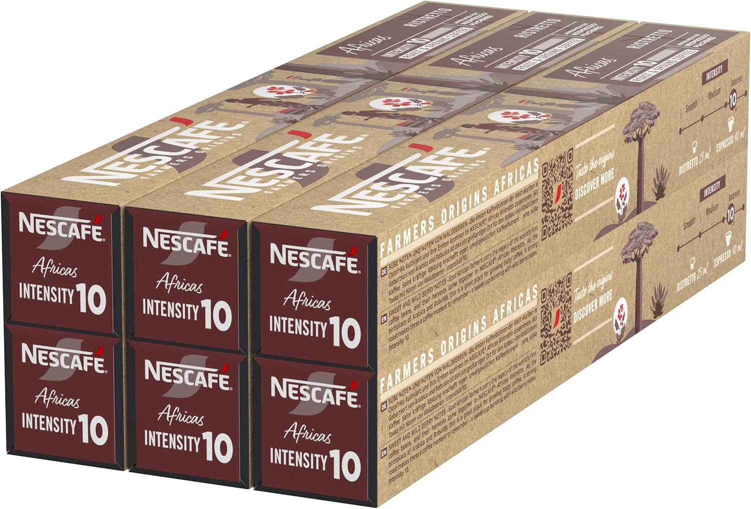 NESCAFÉ Farmers Origins Africas Ristretto 6 x 10 Capsules de café - Approuvé pour les machines NESPRESSO 10 unité (Lot de 6)