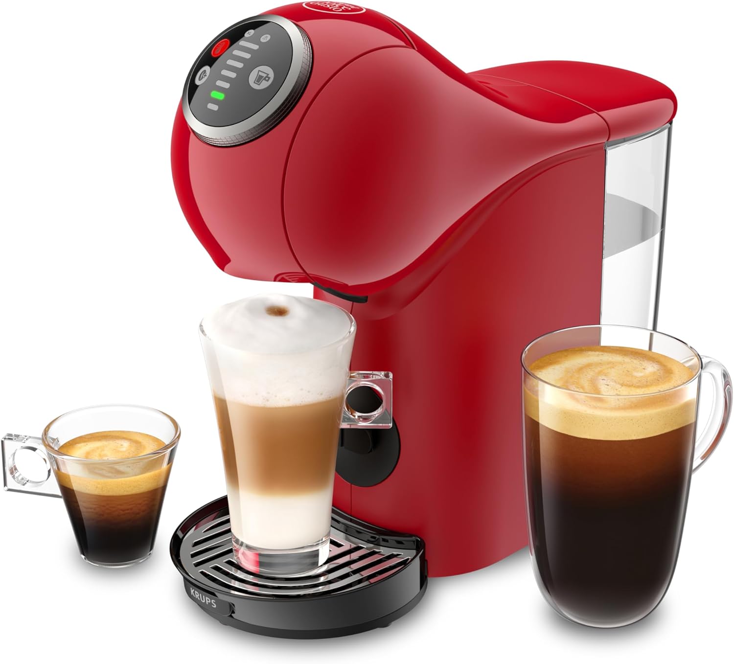 Krups Nescafé Dolce Gusto Machine à café capsules, Cafetière multi-boissons, Haute pression, 15 bars, Programmable, Arrêt automatique, Compact, Genio S Plus, Rouge KP340510