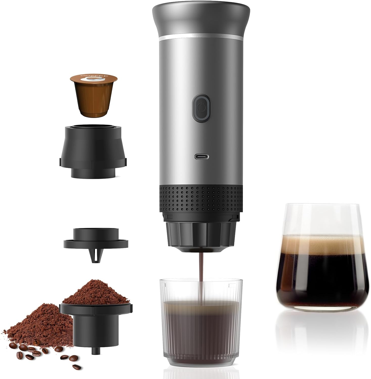 Vunzo Machine à expresso électrique, portable, auto-chauffante, avec USB-C, à capsule, mini machine à café de voyage, machine à café de camping