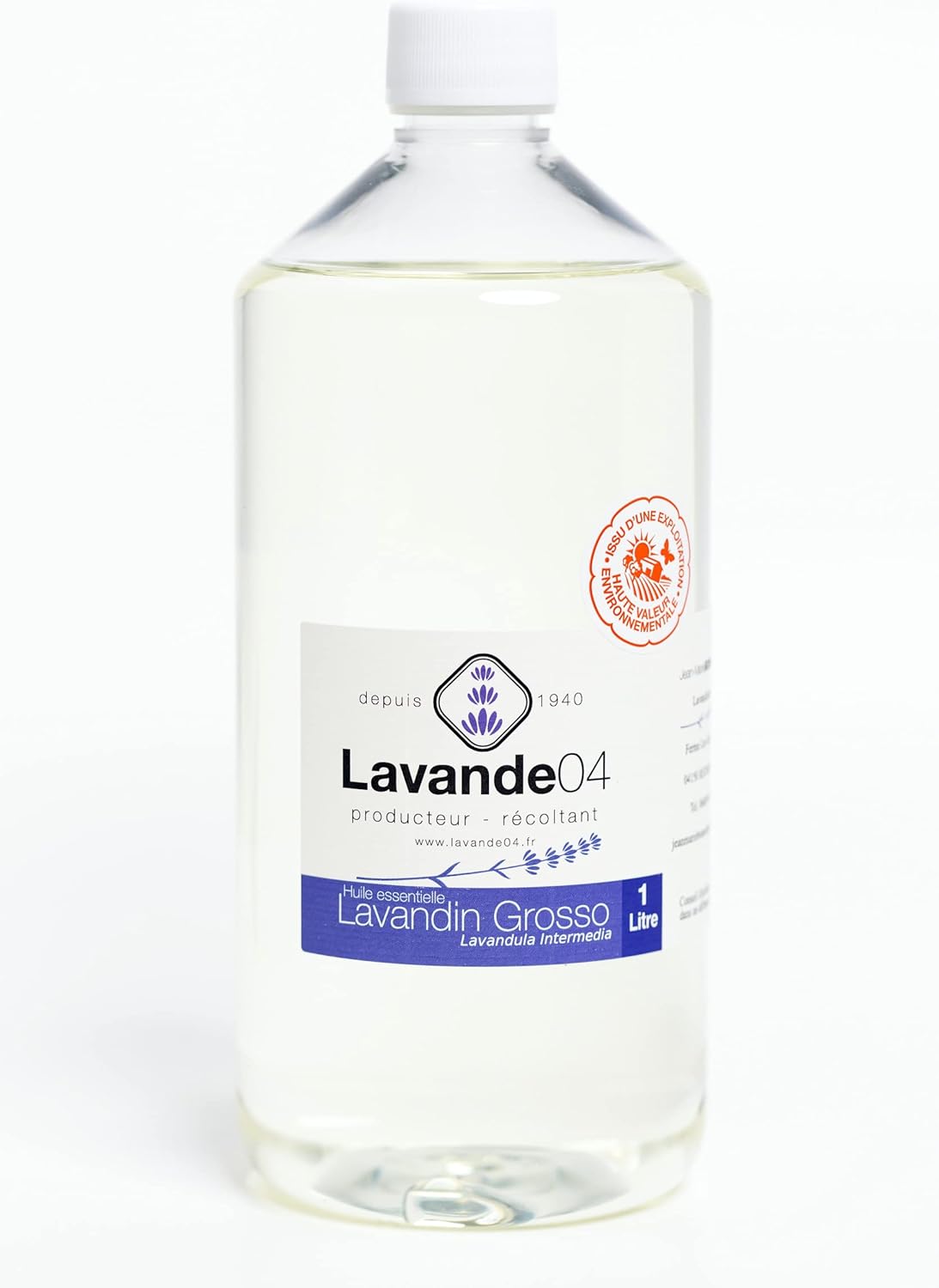 Huile Essentielle Lavandin Grosso 1 Litre - Direct producteur - Provence - 100% pure et naturelle, Gros Format Economique