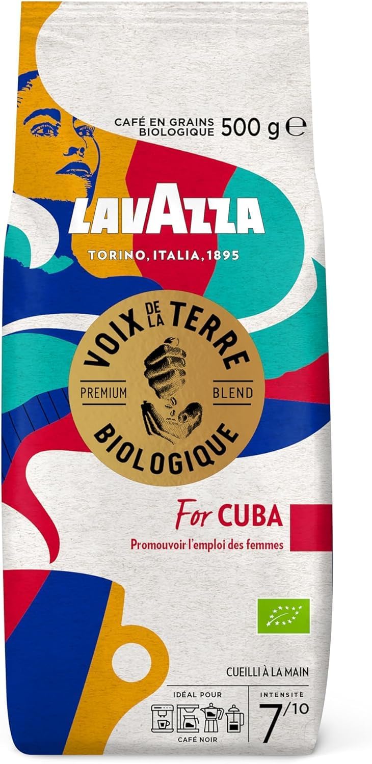 , ¡Voix de la Terre! for Cuba, Café en Grains, Idéal pour les Machines à Café Automatiques, avec Notes de Chocolat et Fruits Secs, Arabica et Robusta, Intensité 7/10, Torréfaction Moyenne, 500g