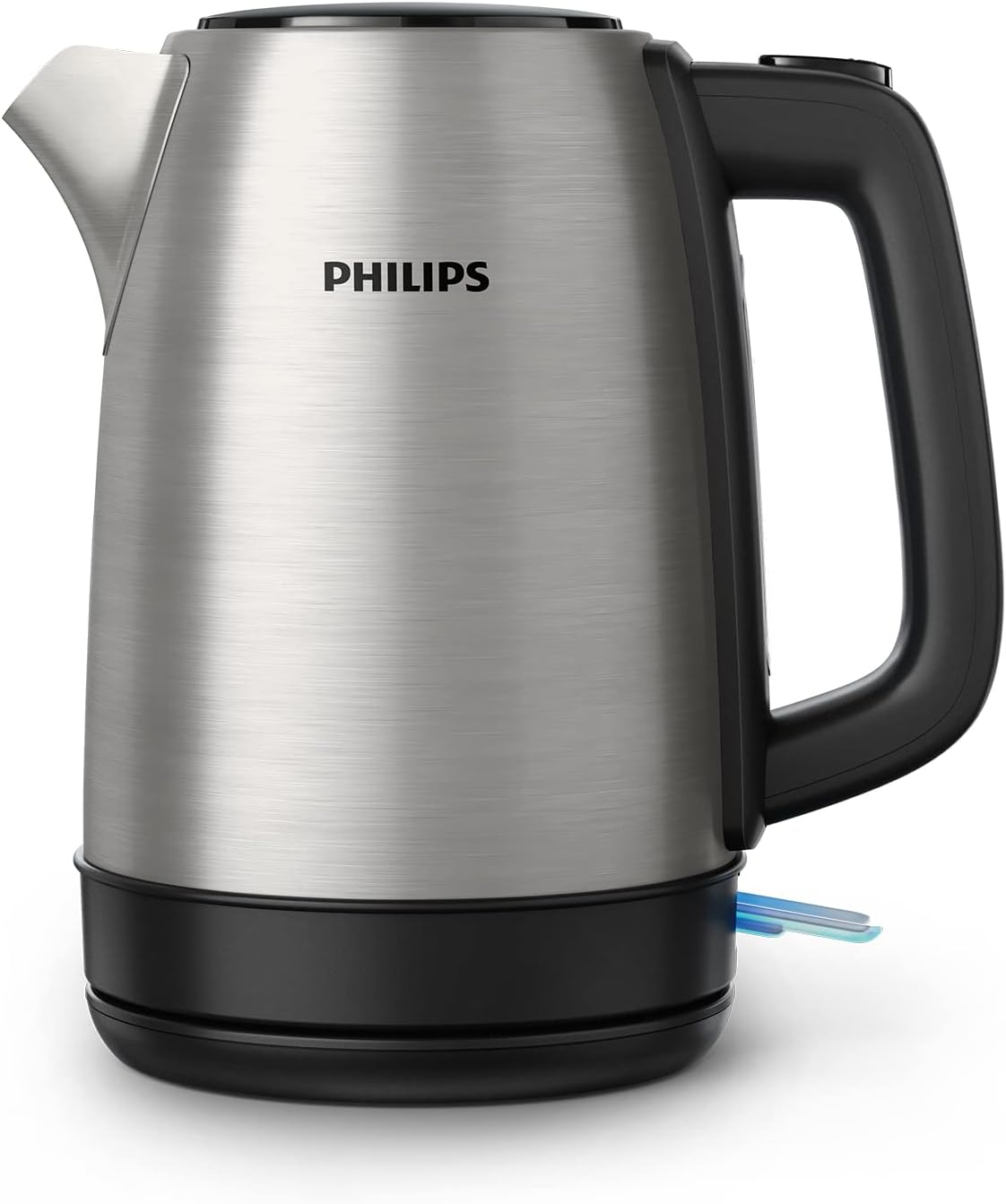 Collecte quotidienne Bouilloire Électrique en Inox - Capacité 1,7L, Résistance Plate pour Ébullition Rapide, Tamis Anti-Calcaire, Base 360° Sans Fil, Couvercle à Ressort (HD9350/90)